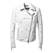 Jacket in white nappa leather Baldinini , White , Dames