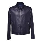 Reversible jacket in navy blue nappa leather Baldinini , Blue , Heren