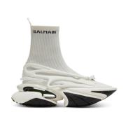 Eenhoorn hoge sneakers in mesh en leer Balmain , White , Heren