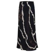 Zwarte lange print rok Coster Copenhagen , Black , Dames