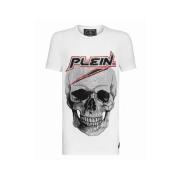 Platinum Cut Wit Ronde Hals T-shirt Philipp Plein , White , Heren