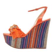 Pre-owned Leather sandals Casadei Pre-owned , Orange , Dames