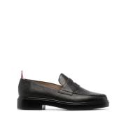 Klassieke Zwarte Leren Mocassin Thom Browne , Black , Dames