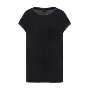 Zwart Viscose Geweven Blouse Vrouwen Emporio Armani , Black , Dames