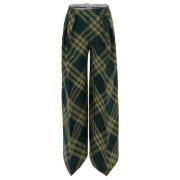 Wide Trousers Burberry , Green , Dames