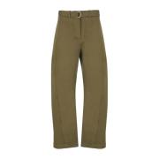 Groene Viscose Broek met Riemlussen Msgm , Green , Dames