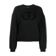 Crew-Neck Sweatshirt met Plumetis Mouwen Twinset , Black , Dames