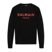 Sweatshirt met logo print Balmain , Black , Heren