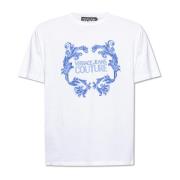 Barok Logo T-Shirt Wit Heren Versace Jeans Couture , White , Heren