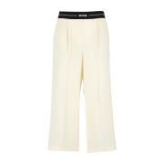 Cropped Trousers Msgm , White , Dames