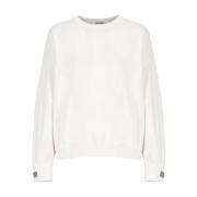 Witte Katoenen Sweatshirt met Messing Details Brunello Cucinelli , Whi...