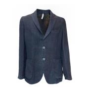 Elegant Blauw Linnen Heren Blazer 0-105 , Blue , Heren