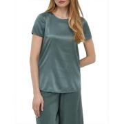 Vloeibare Ronde Hals Shirt Max Mara , Green , Dames