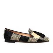 Geruite raffia slipper met zijden kwastjes Prosperine , Multicolor , D...