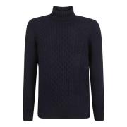 Blauwe Cable-Knit Roll Neck Jumper Drumohr , Blue , Heren