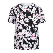 Bloemenprint Katoenen T-shirt Italië Gemaakt Msgm , Multicolor , Dames