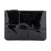 Glanzend Patentleer Geëtste Pouch Comme des Garçons , Black , Heren