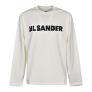Heren Porselein Katoenen Logo T-Shirt Jil Sander , Gray , Heren
