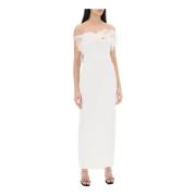 Elegant Strapless Organza Maxi Jurk Alessandra Rich , White , Dames