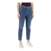 Riley High-Waisted Straight Cropped Jeans Agolde , Blue , Dames