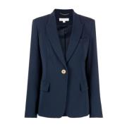 Blauwe Crepe Blazer met Enkele Knoopsluiting Michael Kors , Blue , Dam...