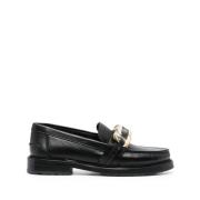 Zwarte Leren Loafers voor Vrouwen Moschino , Black , Dames