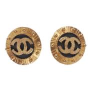 Pre-owned Metal earrings Chanel Vintage , Yellow , Dames