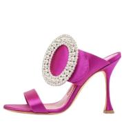Pre-owned Satin sandals Manolo Blahnik Pre-owned , Purple , Dames
