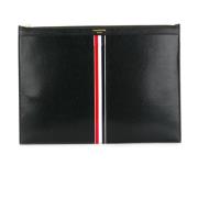 Zwarte Verticale Streep Leren Clutch Thom Browne , Black , Heren