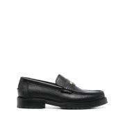 Zwarte Leren Loafers voor Mannen Moschino , Black , Heren