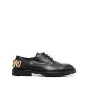 Zwarte Leren Loafers Moschino , Black , Dames