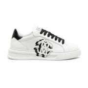 Witte Leren Sneakers voor Mannen Roberto Cavalli , White , Heren