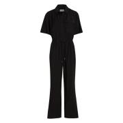 Zwart Viscose Nylon Blend Jumpsuit Calvin Klein , Black , Dames