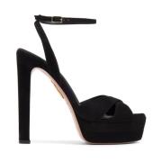 Elegant Zwart Sandaal Plateau Hakken Aquazzura , Black , Dames