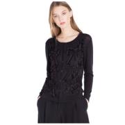 Zwarte geborduurde cardigan Twinset , Black , Dames