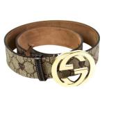 Pre-owned Leather belts Gucci Vintage , Beige , Dames