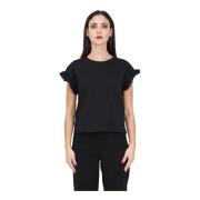 Zwarte Geborduurde T-shirt Only , Black , Dames