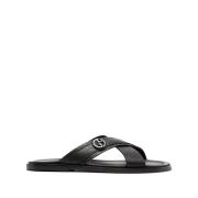 Flat Sandals Giorgio Armani , Black , Heren