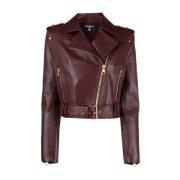 Leather Jackets Balmain , Pink , Dames