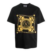 Logo-print Organisch Katoenen T-shirt Zwart Versace Jeans Couture , Bl...