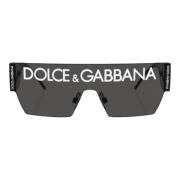 Wraparound Zwarte Zonnebril Dolce & Gabbana , Black , Heren