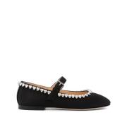 Audrey Kristalversierde Zwarte Ballerina Flats Mach & Mach , Black , D...