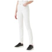 Slim J18 Katoenen Jeans met Hoge Taille Emporio Armani , White , Dames