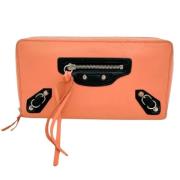 Pre-owned Leather wallets Balenciaga Vintage , Orange , Dames