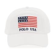 Geborduurde Vlag Baseballpet Twill Polo Ralph Lauren , White , Dames