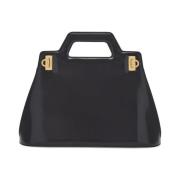 Zwarte Wanda Leren Handtas Salvatore Ferragamo , Black , Dames