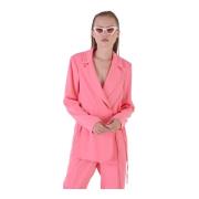 Getailleerde Blazer met Taille Ruches Silvian Heach , Pink , Dames