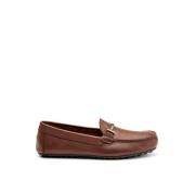 Bruine leren mocassin met klem Frau , Brown , Heren