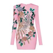 Geborduurde rozen jurk Balmain , Multicolor , Dames