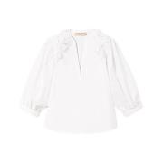 Bloemen Patch Poplin Blouse Twinset , White , Dames